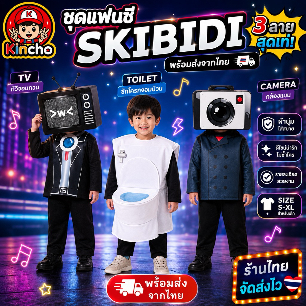 #ชุดแฟนซีเด็ก #Skibidi #Toilet #CameraMan #TVMan #ชุดคอสเพลย์ #ชุดคอสตูม