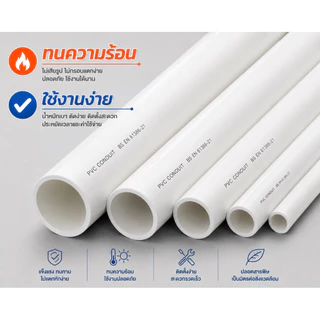 (3 ท่อน ท่อนละ 96cm.) ท่อร้อยสายไฟ PVC สีขาว NANO ขนาด 16/20/25/32/40/50 มม.