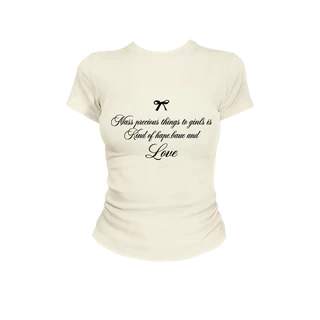 (จัดส่งตลอด 24 ชั่วโมง）Angle Official เสื้อยืดผู้หญิง Baby Tee เสื้อเข้ารูป แขนสั้น Y2K Coquette สไตล์เกาหลี L64