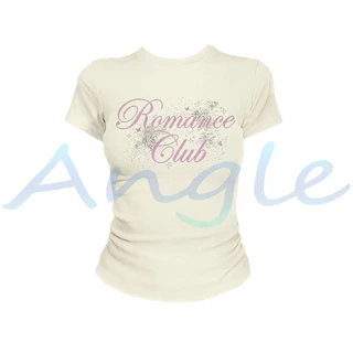 (จัดส่งตลอด 24 ชั่วโมง）Angle Official เสื้อยืดผู้หญิง Baby Tee เสื้อเข้ารูป แขนสั้น Y2K Coquette สไตล์เกาหลี L64