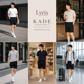 Lyris KADE กางเกงขาสั้นผู้ชาย สีดำ Midnight Black(17นิ้ว) ใส่สบายไม่รัดเป้า ลำลองสุภาพ ผ้าชิโน่ แมทง่ายกับทุกลุก