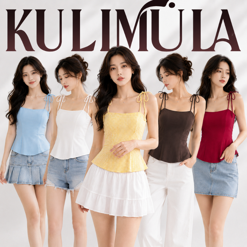 KULIMULA Bow Top เสื้อกล้ามสายรัดผูกโบว์ 5 สีให้เลือก สไตล์สดใสเหมาะใส่ไปเที่ยวทะเล YD63