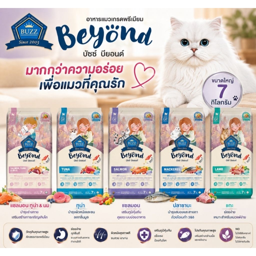 [ยกกระสอบ] Buzz beyond บัซซ์ บียอน อาหารเม็ดเเมว ขนาด7 กิโลกรัม
