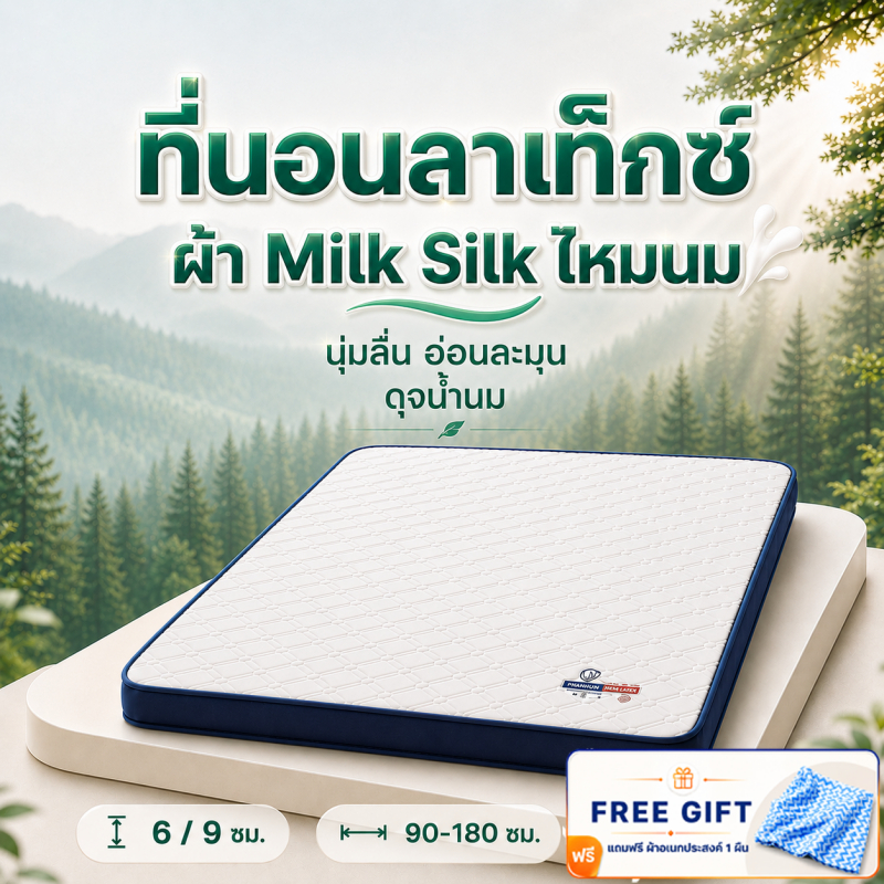 ที่นอนยางพาราแท้ 100% รองรับสรีระ นุ่มแน่น ผ้านุ่ม ระบายอากาศ พับเก็บได้ 3/3.5/4/5/6ฟุต