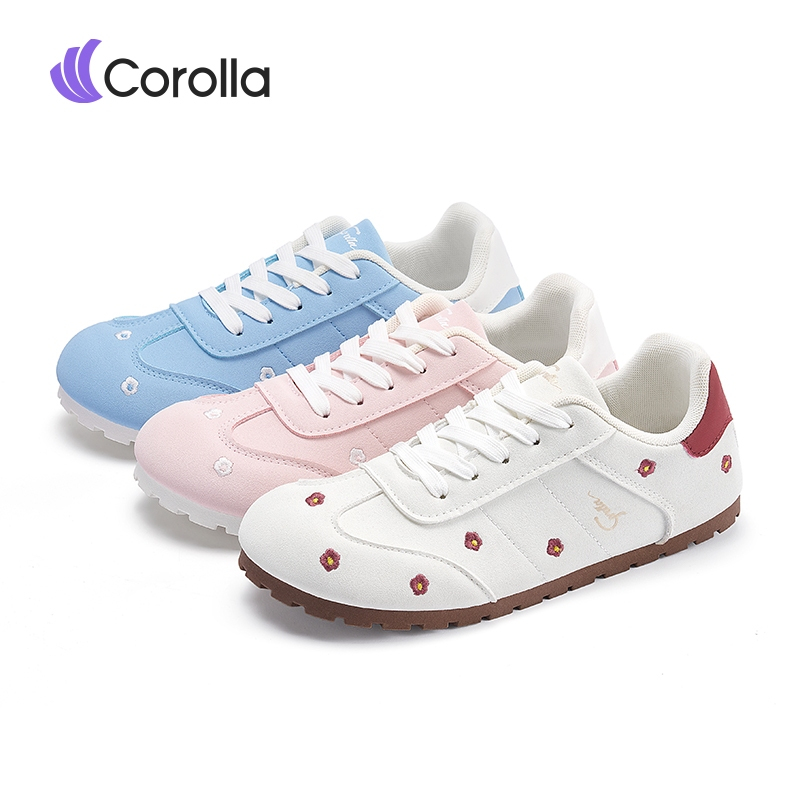 Corolla Flowershoes รองเท้าผ้าใบลายดอกไม้ น่ารัก สำหรับผู้หญิง ผ้าใบพละทรงหัวกลม ใส่สบาย เหมาะไปคาเฟ่ แนะนำเผื่อ 1 ไซส์