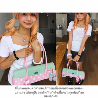 🍒💚Somethingapparels trend Polka Dot Jelly Bag-Another Hill กระเป๋าเจลลี่ลายจุดสัชมพูมิ้นจาก กระเป๋า Jelly Y2K