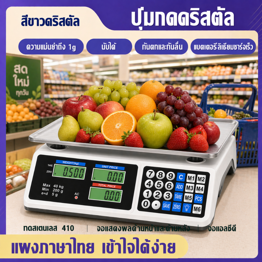 【ลด 50%】ตาชั่งดิจิตอล มีรับประกัน 40กก เครื่องชั่งดิจิตอล เครื่องชั่ง สูงสุด 40กก กันน้ำ 30kg ดิจิตอล 40KG