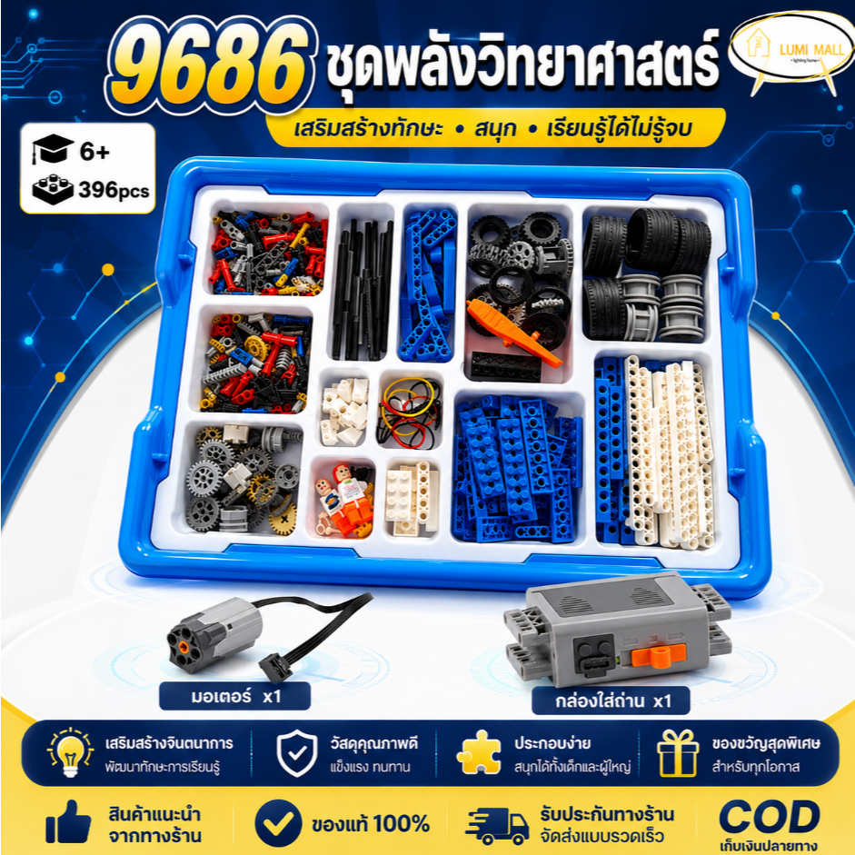🤖 ชุดตัวต่อ STEM 9686 ของเล่นวิทยาศาสตร์เสริมทักษะ พร้อมมอเตอร์และคู่มือการเรียนรู้ ของเล่นเด็กเพื่อ