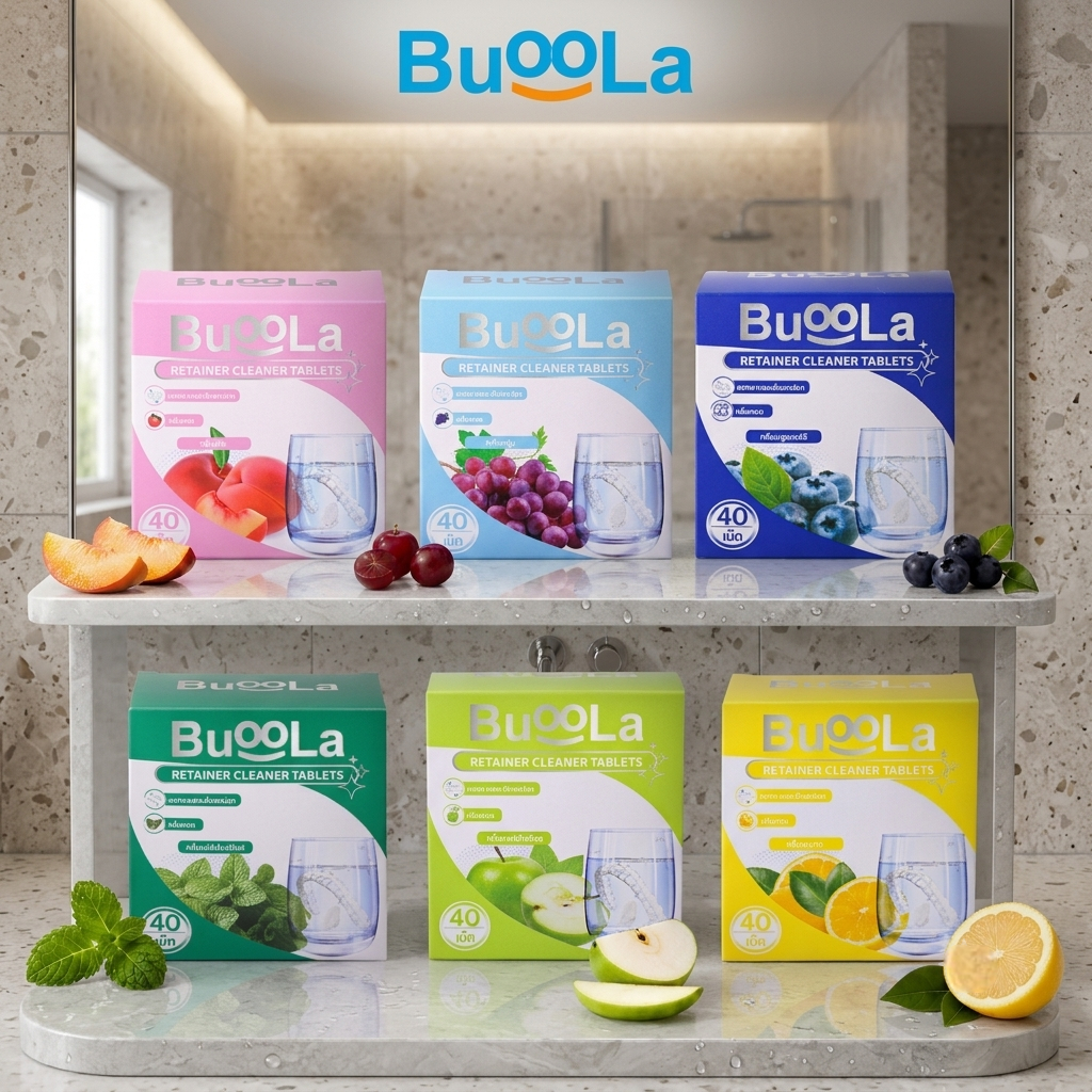 BUOOLA บูโอล่าเม็ดฟู่ ทำความสะอาดรีเทนเนอร์ สูตรอ่อนโยน ลดคราบสะสม กลิ่นหอมสดชื่น 40 เม็ด