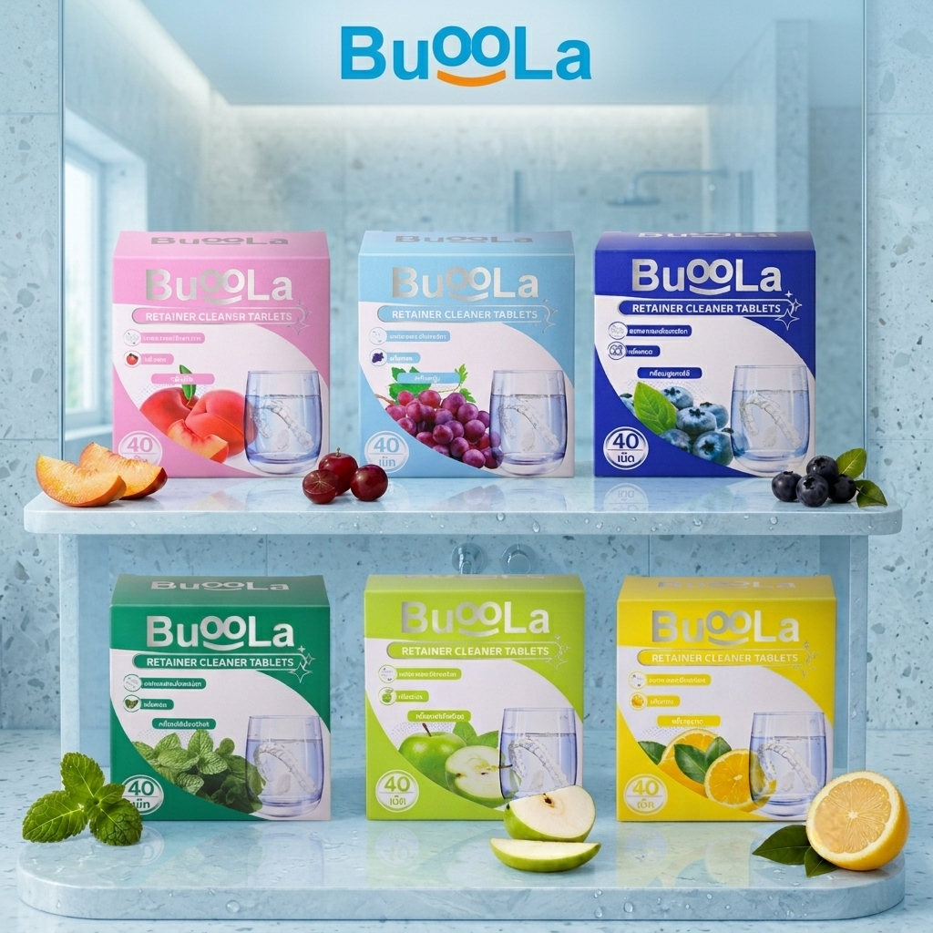 Buola เม็ดฟู่แช่รีเทนเนอร์ ขจัดคราบเหลือง คราบฝังลึก ลดกลิ่นไม่พึงประสงค์ ใช้ได้ทุกวัน 40 เม็ด จุใจ