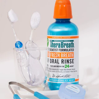 [x3 สีฟ้า] TheraBreath Fresh Breath Icy Mint | น้ำยาบ้วนปาก สูตรเย็นชื่นใจ ไม่แสบปาก 473 ml
