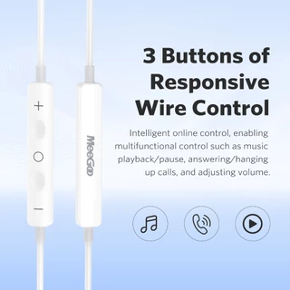 MEEGOO หูฟังแบบมีสาย ชนิดใส่ในหู3.5mm มีไมค์ควบคุมสาย เส้นนี้ยาว1.2เมตร ดีไซน์แบบใส่ในหู เสียงเบสหนัก กันเสียงรบกวน