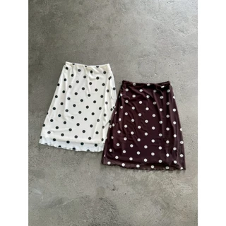 Choosedress A0582 Dotty Midi Skirt กระโปรงลายจุดมีซับด้านใน