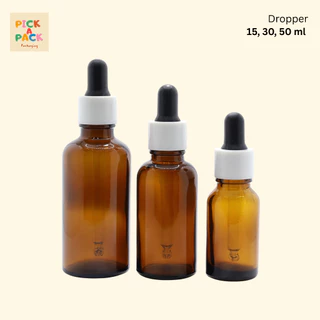 แพค 100 ขวด (พร้อมส่ง) ขวดแก้วดรอปเปอร์สีชา ขวดเซรั่ม Amber bottle dropper 15-30-50 ml