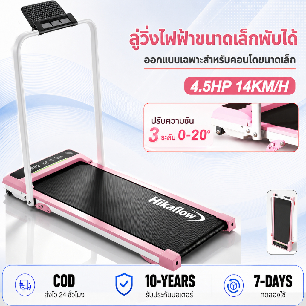 【รับประกัน 10ปี】ลู่วิ่งไฟฟ้า W5 ลู่วิ่ง 4.0HP ลู่วิ่งไฟฟ้าพับได้ walking pad ความเร็ว 1~16km/h ปรับความชันได้ 3 ระดับ