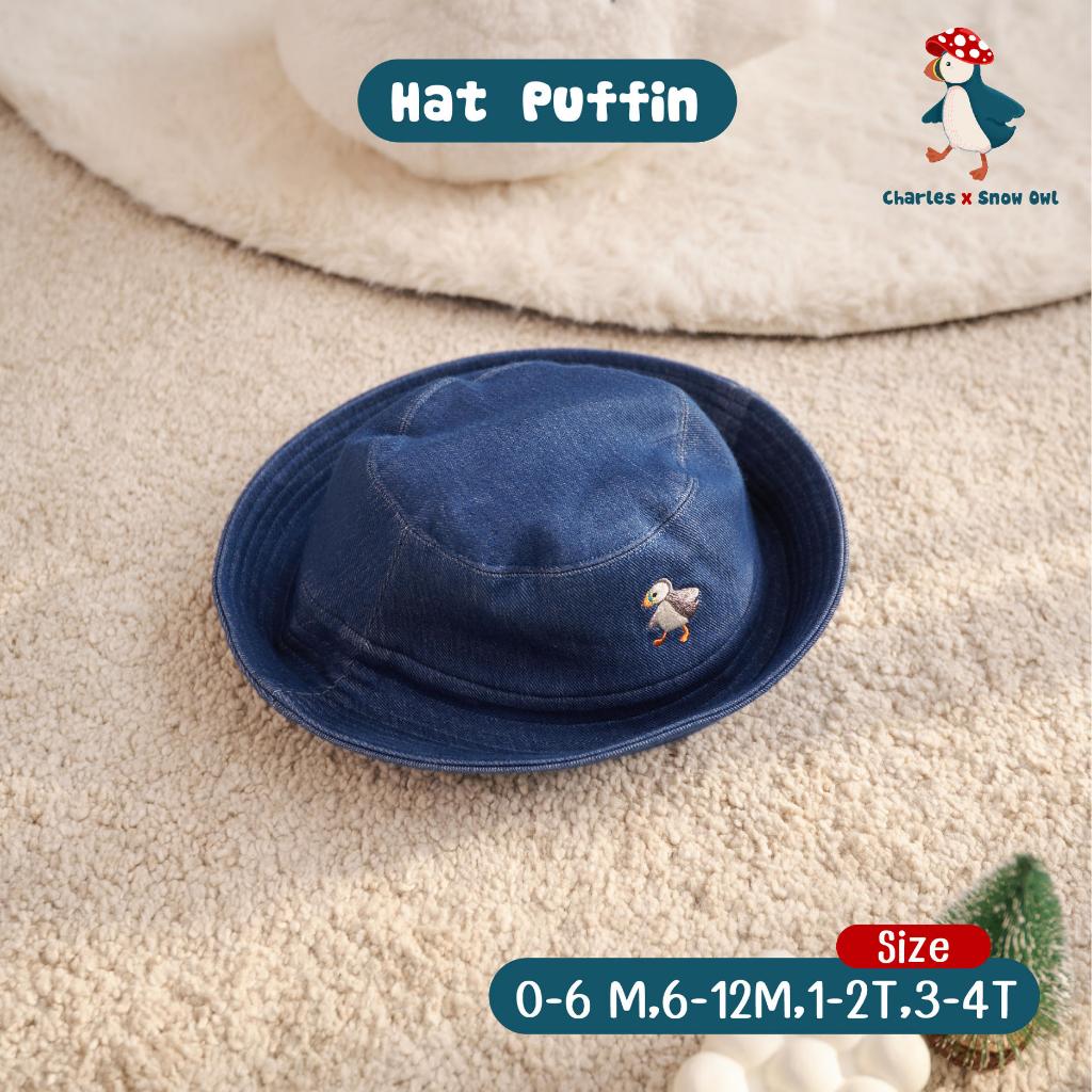 Charles x Snow Owl Hat Puffin Denim หมวกยีนส์ สำหรับเด็กแรกเกิด - 4 ขวบ