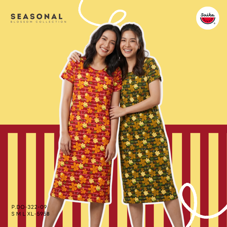 เสื้อแตงโม (SUIKA) - เสื้อแตงโม เดรสผ้ายืดคอกลม พิมพ์ลาย ( P.DO-022 196 322 144 167 ) — صورة 8
