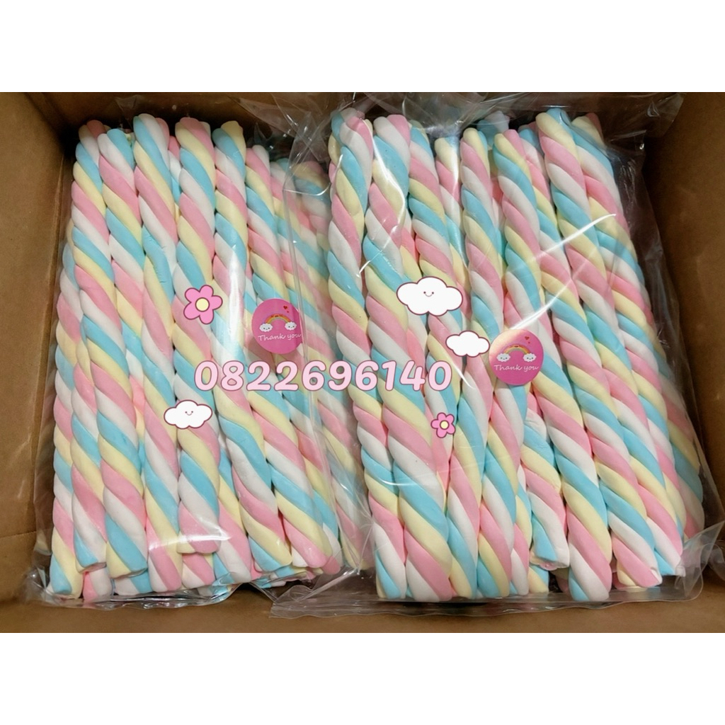 🩷🌈มาร์ชเมลโล่เส้นยาวพาสเทลประมาณ23เซนต์30เส้น109บาทค่ะ 🍭