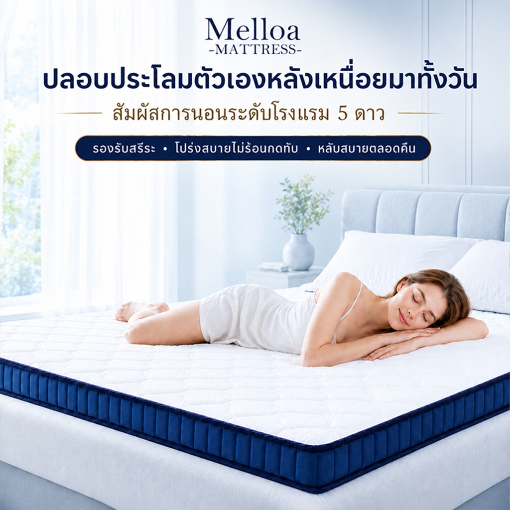 ท็อปเปอร์แก้ปวดหลัง 3ฟุต 5ฟุต 6ฟุต ผสมยางพารา+Cool Gel เมมโมรี่โฟม นุ่มเด้ง ไม่ยุบตัว สัมผัสโรงแรม 5 ดาว