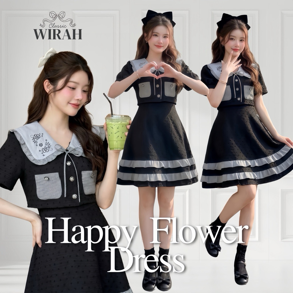 DW285 Happy Sea Dress ชุดเดรสทรงกั๊ก ปกปักลายน้องท้องทะเล