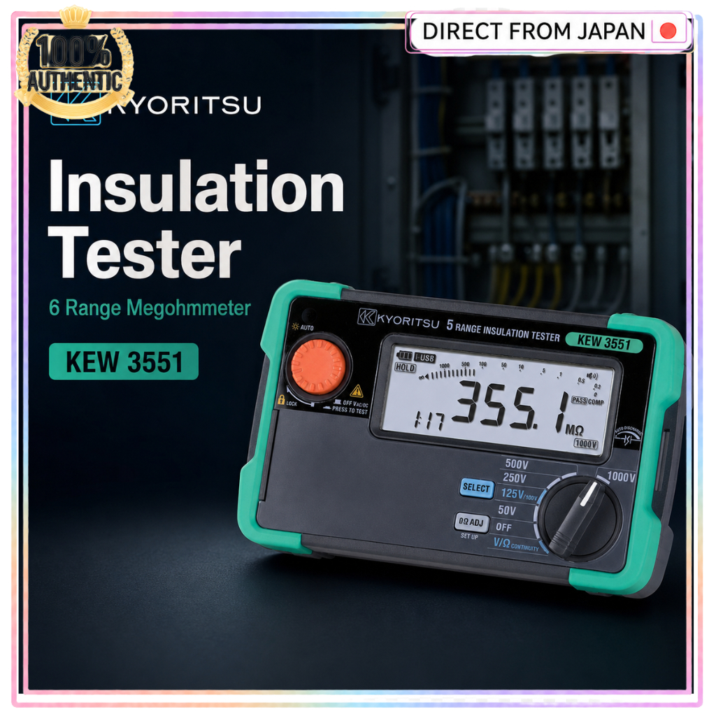 KYORITSU KEW 3551 Digital Insulation Resistance Tester 6 Range 50V 100V 125V 250V 500V 1000V