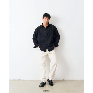 BOYVIBE เสื้อเชิ้ตยีนส์แขนยาว (มี2สี ยีนส์/ดำ) ผ้ายีนส์คุณภาพอย่างดี ผ้านิ่ม ใส่สบาย อยู่ทรง