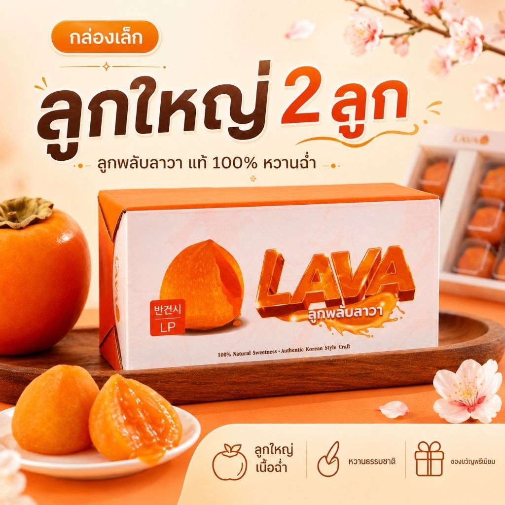 ลูกพลับลาวา (ลูกพลับกึ่งแห้ง) 150g พลับแห้งเกาหลี THE LAVA Persimmon