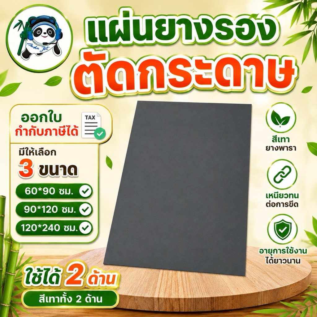 แผ่นยางรองตัดกระดาษ สีเทายางพารา เหนียวทนต่อการขีดอายุการใช้งานได้ยาวนาน ใช้ได้ 2ด้านสีเทา