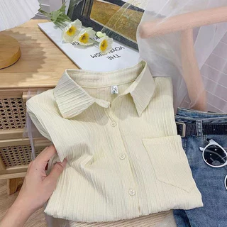 เสื้อเชิ้ตแขนยาวผู้หญิง เสื้อท็อปสีเรียบ สไตล์เรียบหรู ใส่ได้หลายโอกาส ผ้าสวมใส่สบาย นุ่ม มีให้เลือก 4 สี