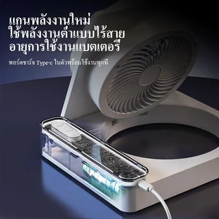 Dual-purpose fan for desktop placement and wall mounting, powerful silent brushless motor, 5 adjustable wind speeds, fol