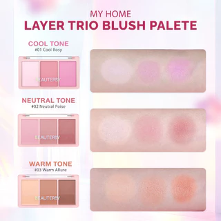 (บลัชทรีโอเลเยอร์ ปัดเเก้ม) BEAUTERRY MY HOME LAYER TRIO BLUSH PALETTE