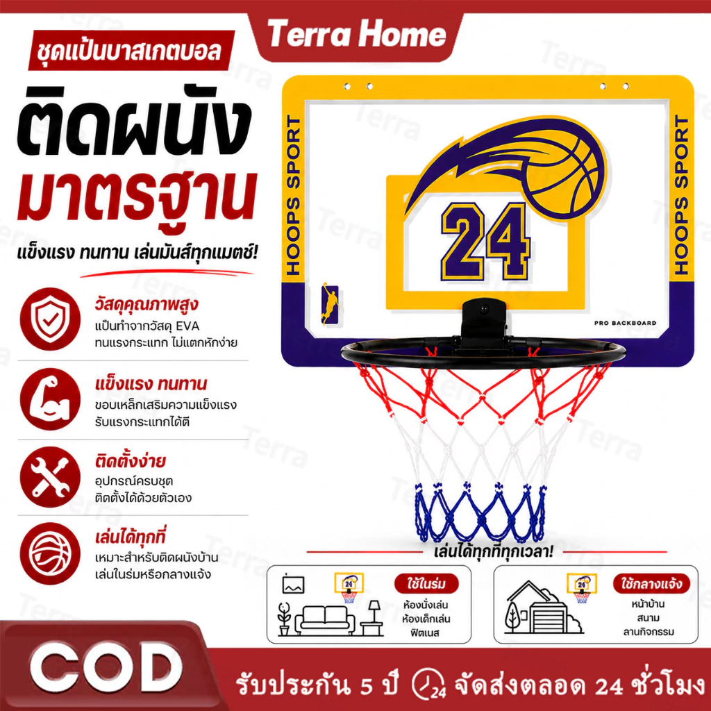 💥จัดส่งรวดเร็ว💥 ห่วงบาส ติดผนัง แป้นบาสเก็ตบอล ขาตั้งบาสเกตบอลพับได้ ชุดบาสเกตบอลติดผนัง
