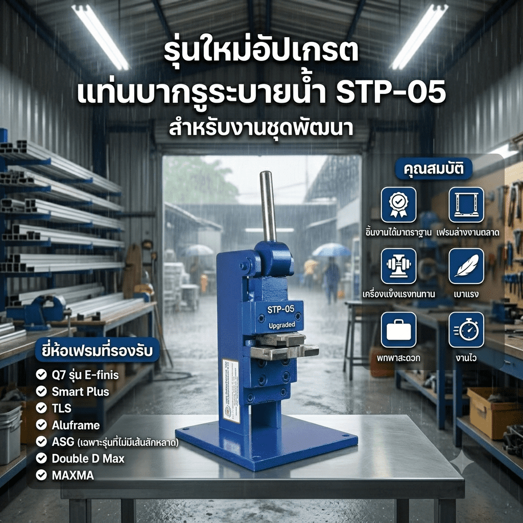 เครื่องเจาะ-บากเฟรมล่างติดกล่อง (STP-05) (รองรับงานพัฒนา) สันติจงเจริญการช่าง สำหรับเจาะรูระบายน้ำฉากกันตก