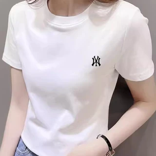 Slim Fit เสื้อยืดสีขาวผ้าฝ้ายแท้ ทรงกระชับรูปร่าง ลายพิมพ์น่ารัก ใส่ประจำวัน พร้อมส่งทั่วไทย