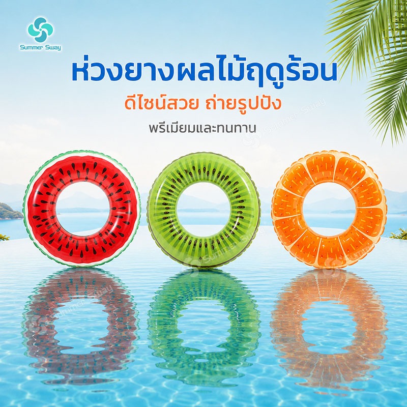 ห่วงยางเป่าลม ห่วงยางผลไม้ ห่วงยางเด็ก ห่วงยางผู้ใหญ่ 💦 |  แตงโม กีวี่ ส้ม | 3 ลายสวย 6 ขนาด