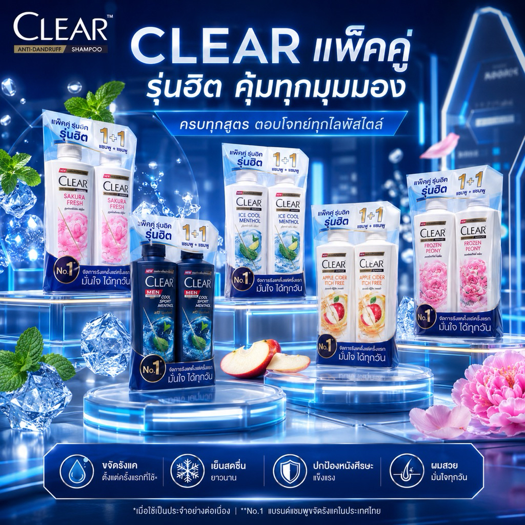 เคลียร์ แชมพู ขจัดรังแค 350 มล. x2 (เลือกสูตรข้างใน) ( *_^ )