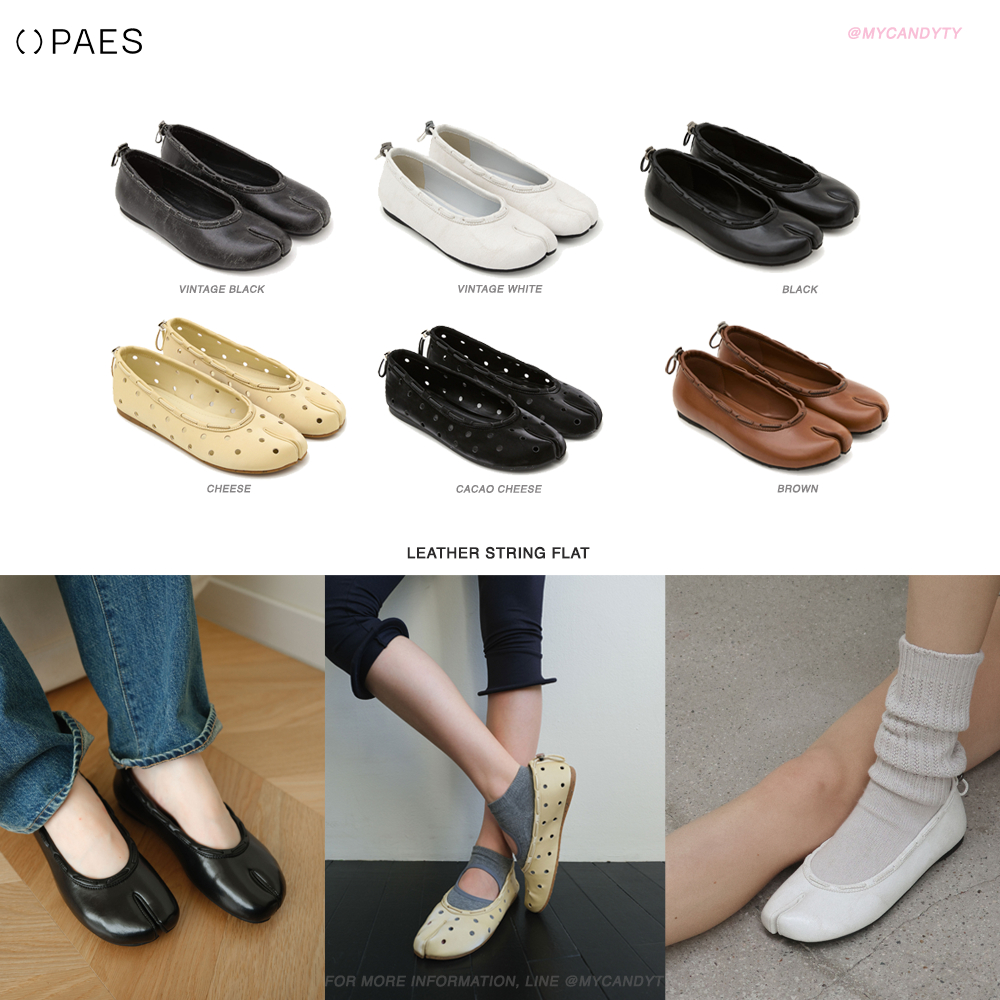 (พรีออเดอร์) PAES - Leather String Flat รองเท้ากีบหมู