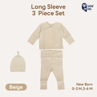 Snow Owl ชุดเด็กแรกเกิด เซ็ท 3 ชิ้น หมวก+เสื้อ+กางเกง แถบผ้าดูด Magnetbric (Bamboo Long Sleeve 3 Piece Set)