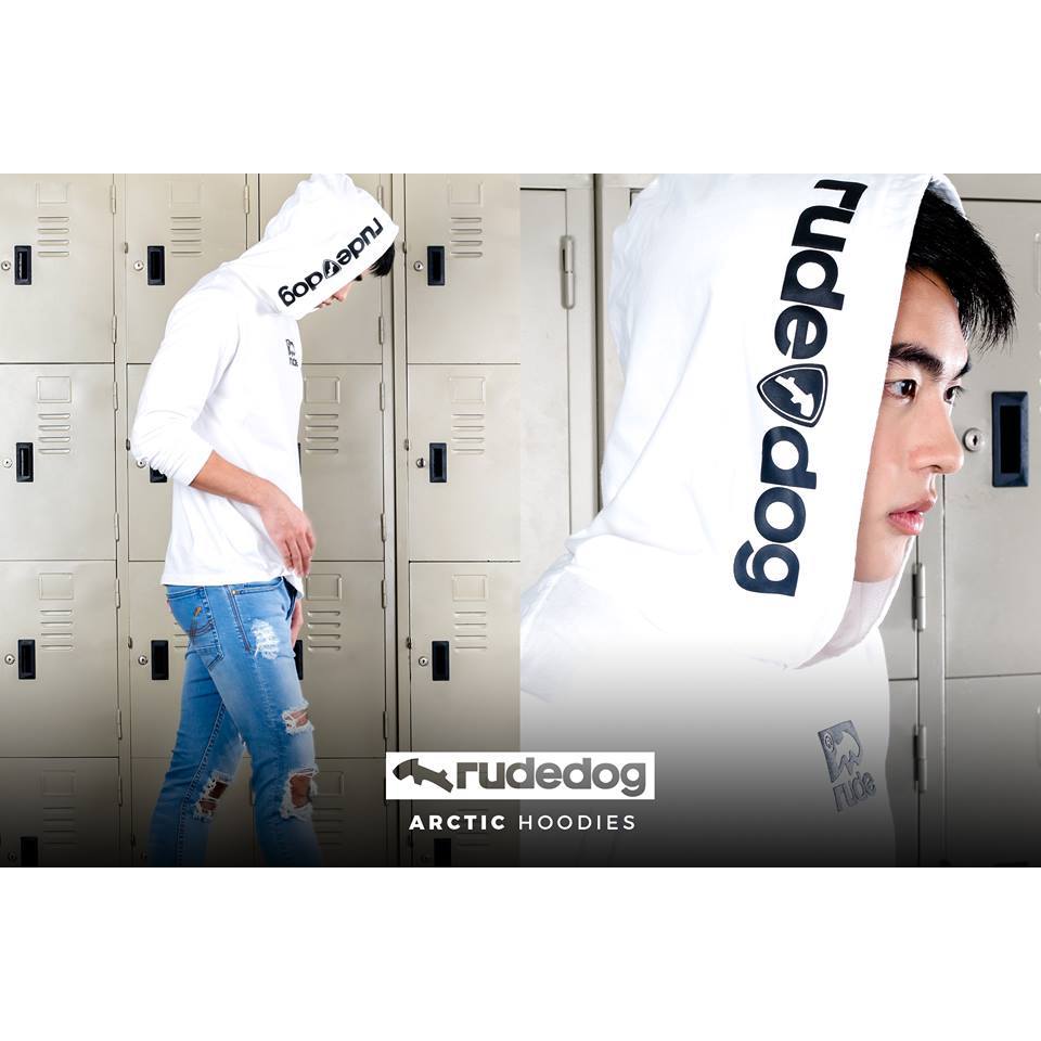 rudedog เสื้อแขนยาวมีหมวก size Sชาย  รุ่น Arctic สีขาว