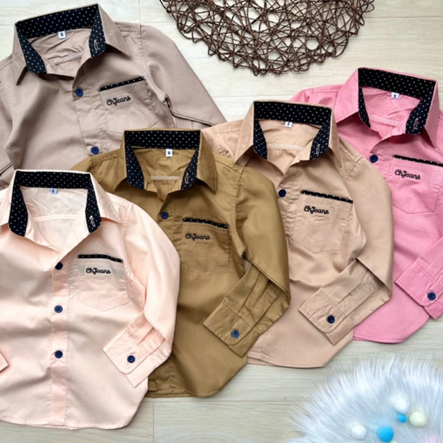 เสื้อเชิ้ตเด็กคอปก เสื้อเชิ้ตแขนยาว