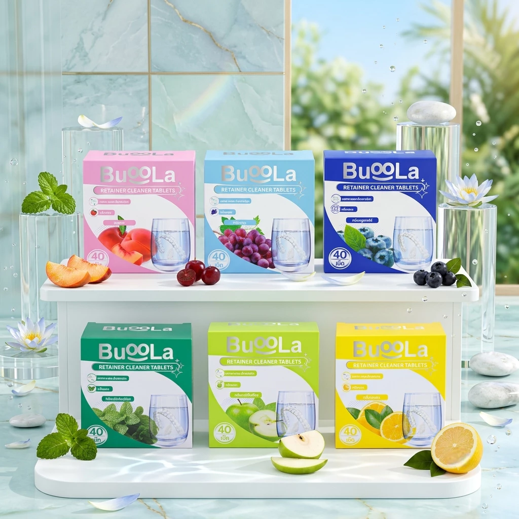 เม็ดฟู่ ทำความสะอาดรีเทนเนอร์ Buola Retainer Cleaner 40 เม็ด อ่อนโยนต่อวัสดุ ไม่ทำลายพื้นผิว
