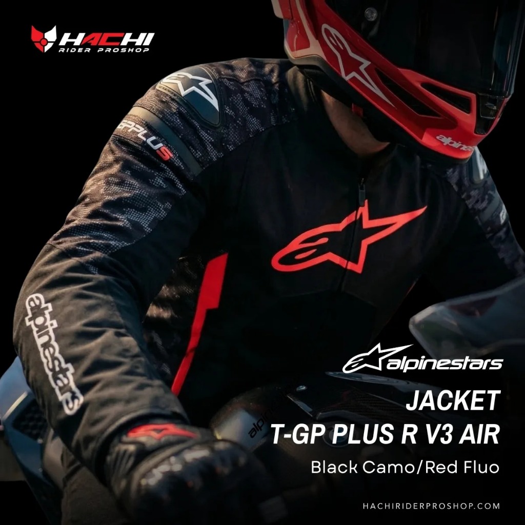 เสื้อการ์ด ALPINESTARS JACKET - T-GP PLUS R V3 AIR Black Camo/Red Fluo