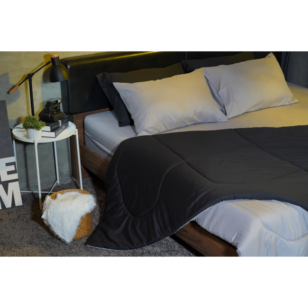 CIARA Bedding ชุดผ้าปูที่นอนพร้อมผ้านวมสีทูโทน เทา/ดำ ผ้าไมโครเทค thumbnail 6