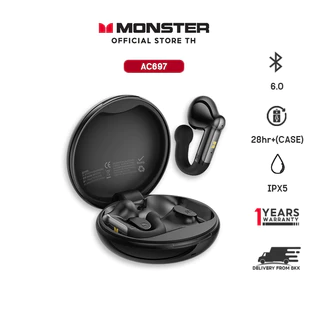 Monster AC697 หูฟังบลูทูธ คลิปหู ไม่เจาะหู สวมใส่สบายทั้งวัน ออกกำลังกาย กันน้ำ IPX5 รุ่น