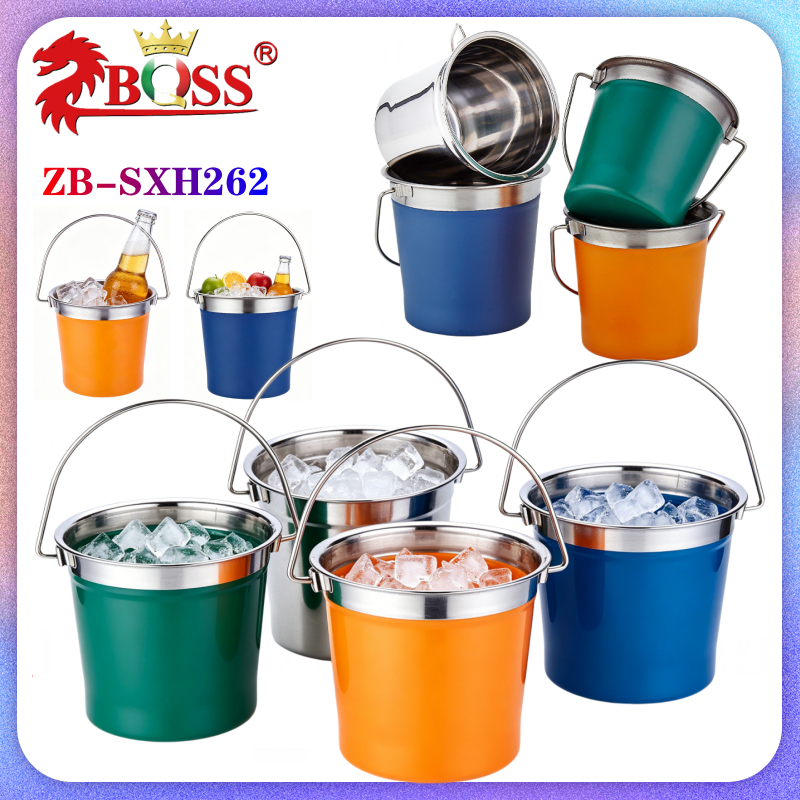 ZB-SXH262 ถังใส่น้ำแข็งสแตนเลสขนาด 1.8/2.5 ลิตร สำหรับบาร์และบ้าน