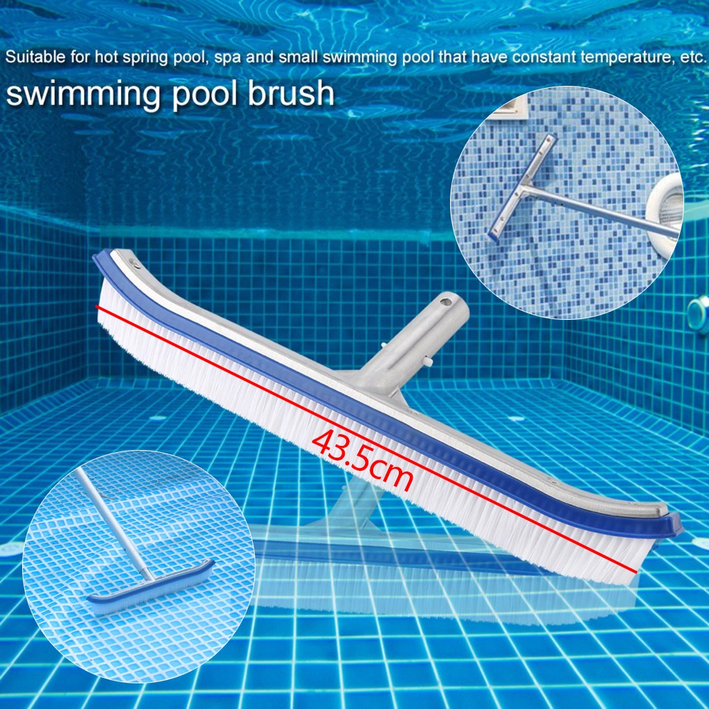 18inch แปรงทําความสะอาดสระว่ายน้ํา Pool Wall Brush อุปกรณ์แปรงสำหรับทำความสะอาดในสระว่ายน้ำ แปรงขัดพื้นสระไนล่อนปลายโค้ง