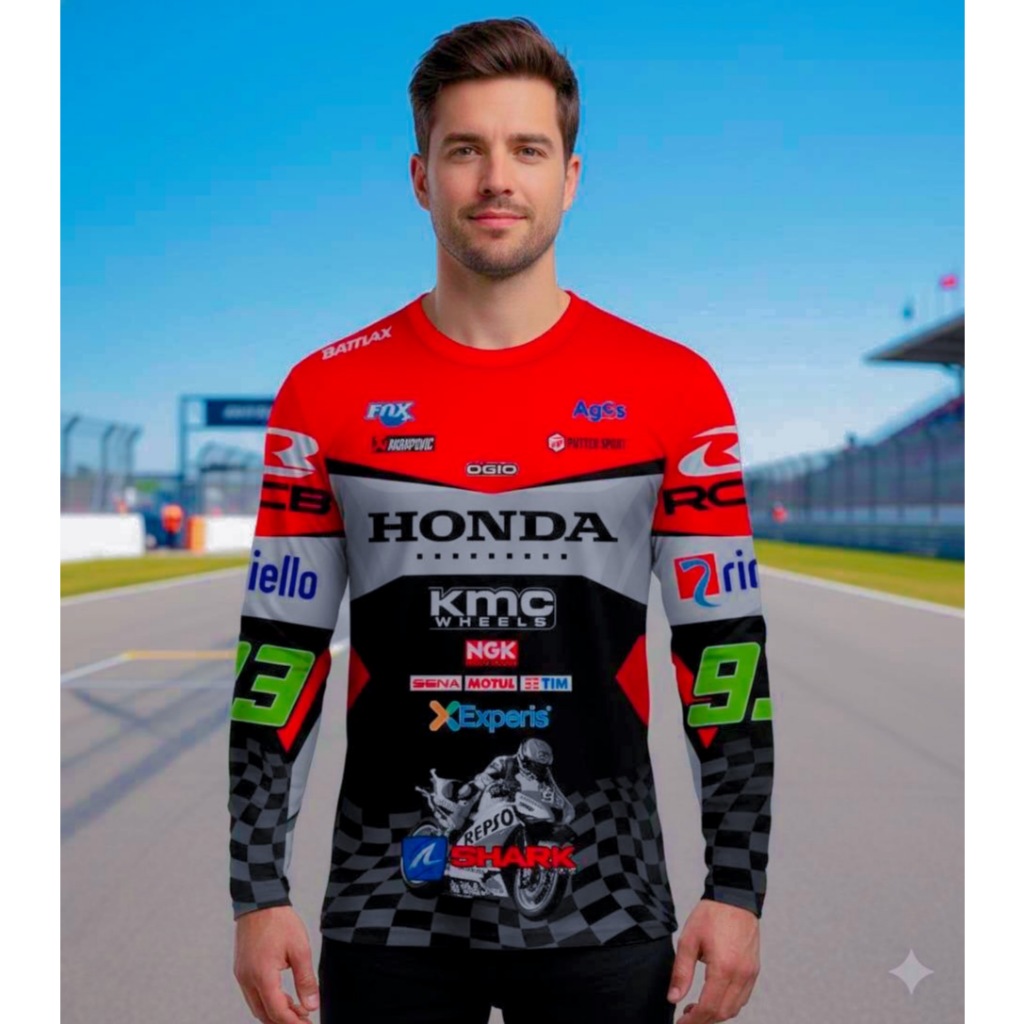 เสื้อกีฬาพิมพ์ลาย L45-Honda KMC 93 เสื้อกีฬาแขนยาว รูปที่ 4