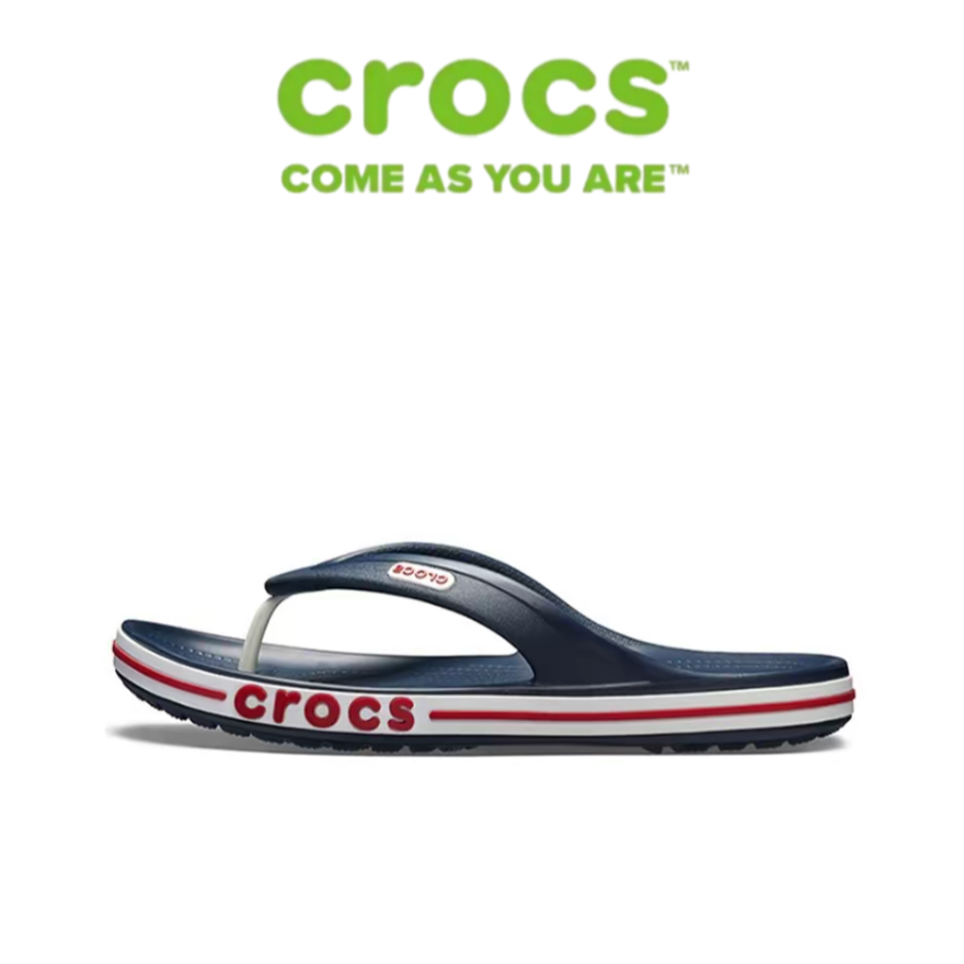 【FREE SHIP】Crocs รองเท้ากีฬาป้องกันการลื่น Bayaband กลางแจ้ง Flip Flops ยูนิเซ็กส์สีฟ้าสีเข้ม 205393-4CC