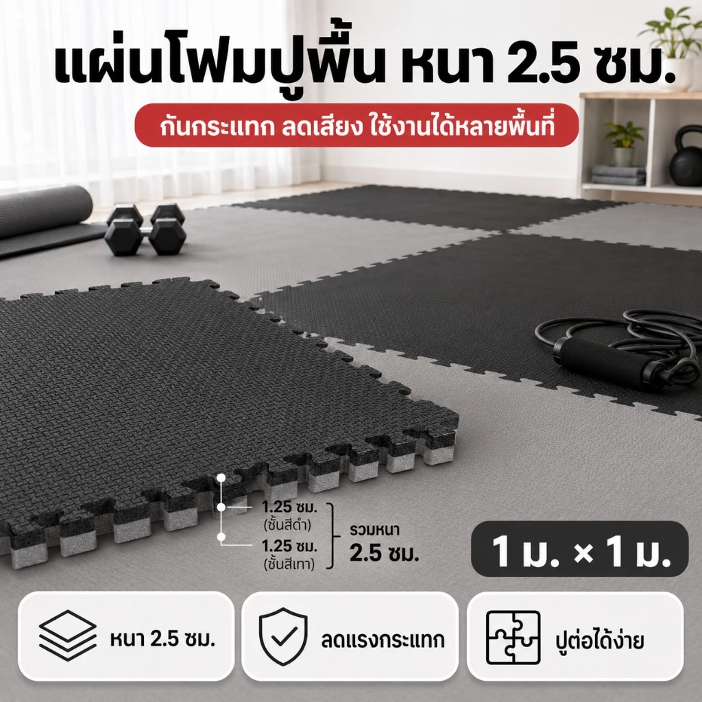 แผ่นยาง EVA รองออกกำลังกาย ปูพื้นยิม กันลื่น รีไซเคิล thumbnail 3