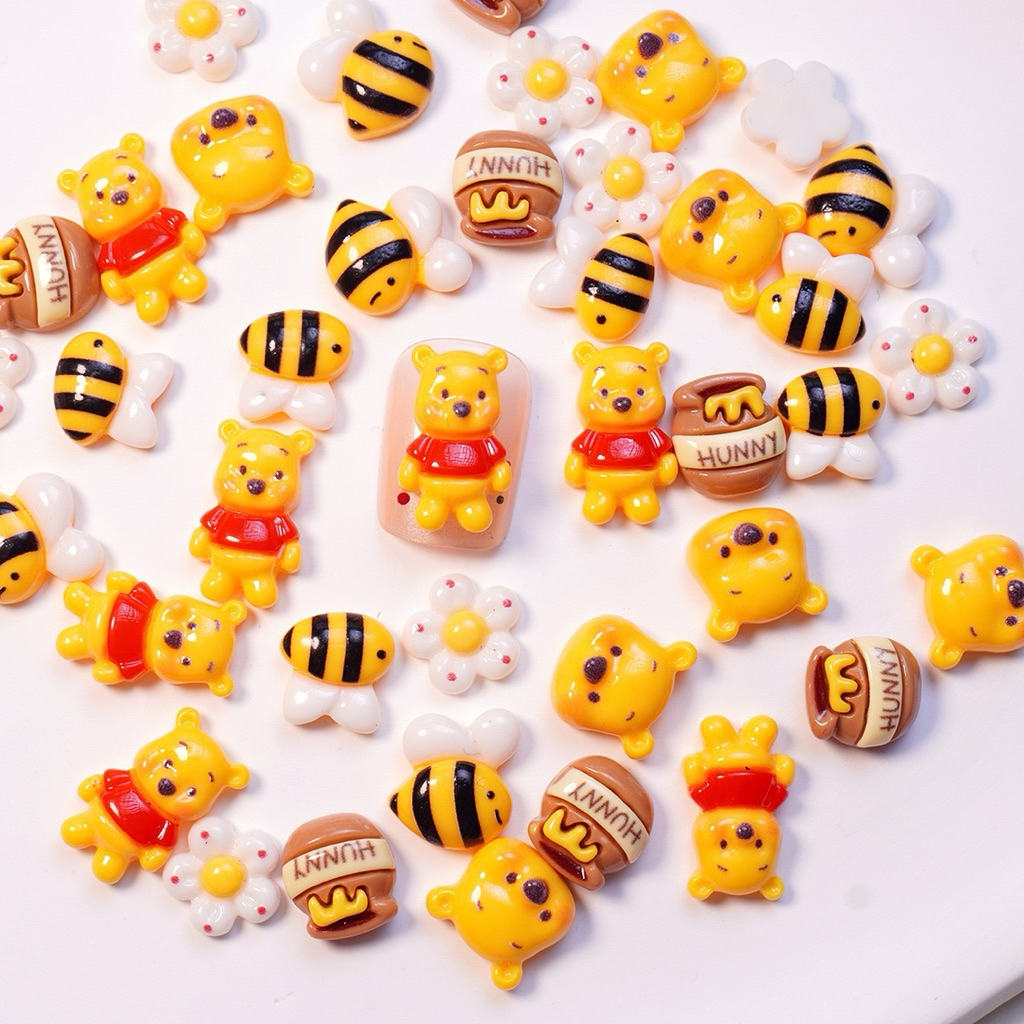 (100ชิ้น) เรซิ่นการ์ตูน เซทพูห์ จิ๋ว ติดเล็บ อุปกรณ์ตกแต่งเล็บ ตกแต่งDIY สำหรับการตกแต่งเล็บ